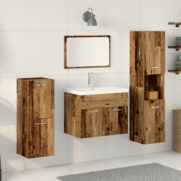 Vidaxl 5 Piece Bathroom Furniture Set Old Wood Engineered Wood