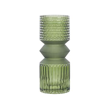 Flower Vase Olive Green Glass 26 Cm Decorative Tabletop Home Decoration Modern Design Beliani