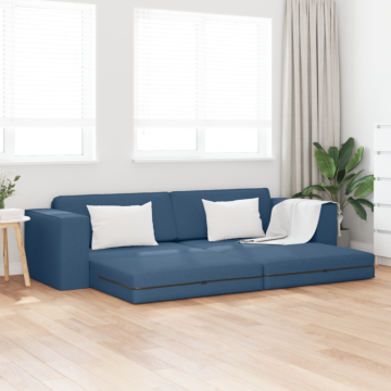Vidaxl Floor Sofa Bed 2-in-1 Blue 245x150x60.5 Cm Fabric