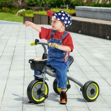 Aiyaplay Kids Trike, Tricycle, With Adjustable Seat, Basket, Bell, For Ages 2-5 Years - Black