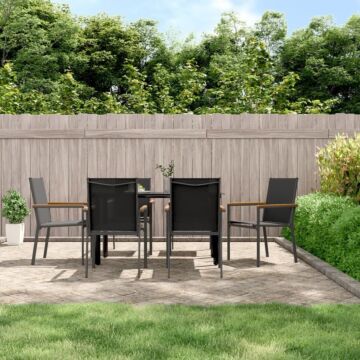 Vidaxl Garden Chairs 6 Pcs Black 55x61.5x90 Cm Textilene And Steel