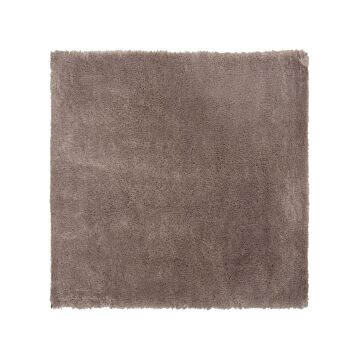 Shaggy Area Rug Light Brown Cotton Polyester Blend 200 X 200 Cm Fluffy Dense Pile Beliani