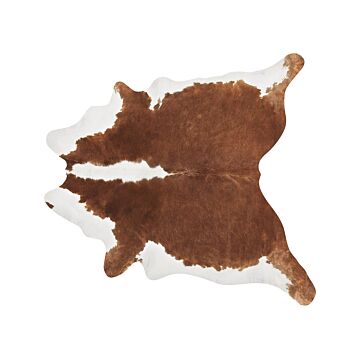 Cowhide Rug Brown And White Cow Hide Skin 2-3 M² Country Rustic Style Throw Brazilian Cow Hide Beliani