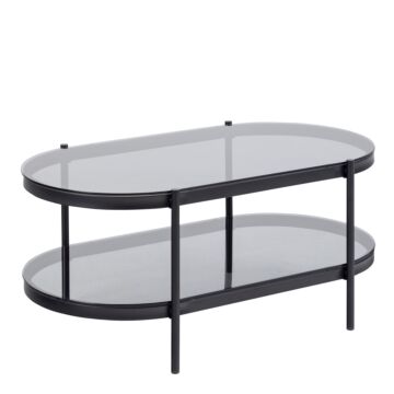 Bayonne Oval Coffee Table With Smoked Glass Top