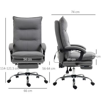 Vinsetto Vibration Massage Office Chair With Heat, Microfibre Computer Chair With Footrest, Armrest, Double Padding, Reclining Back, Grey