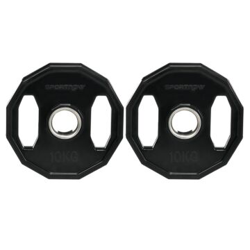 Sportnow Olympic Weight Plates Set, Metal And Rubber Bumper Plates Weights Discs With 2"/5cm Holes, For Home Gym Weight Lifting Strength Training, 2 X 10kg, Black