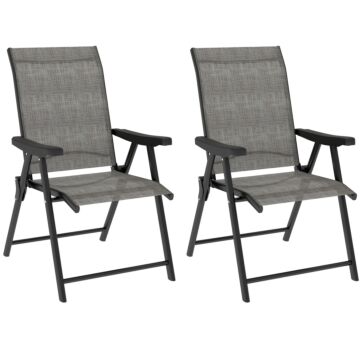 Outsunny Set Of Two Folding Outdoor Chairs - Black/grey