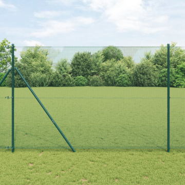 Vidaxl Welded Wire Fence With 13 Posts Green 1.5x50 M Steel