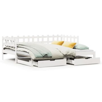 Vidaxl Daybed With Trundle And Drawers Without Mattress White 90x190 Cm Single