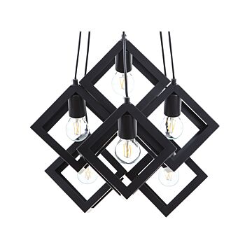 6 Light Pendant Lamp Black Metal Geometric Ceiling Light Beliani