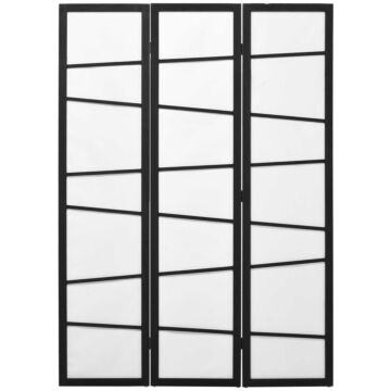 Homcom 3 Panel Room Divider, Wooden Folding Privacy Screen, Freestanding Wall Partition Separator For Bedroom, White