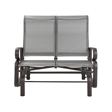 Garden Rocking Bench Brown Aluminium Frame Outdoor 2 Seater Beliani