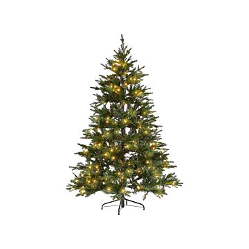 Artificial Christmas Tree Green Synthetic 180 Cm Hinged Branches Led Fairy Lights Holiday Beliani