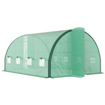Outsunny 4 X 3(m) Polytunnel Greenhouse, With Windows And Doors - Green
