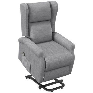 Homcom Power Lift Chair For The Elderly With Remote Control, Fabric Electric Recliner Chair For Living Room, Grey