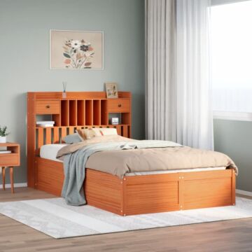 Vidaxl Bed Frame Without Mattress Wax Brown 135x190 Cm Double Solid Wood Pine