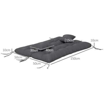 Outsunny 4-piece Back And Seat Cushion Replacement With 2 Pillows, Patio Chair Cushions Set With Ties, Charcoal Grey