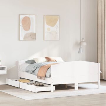 Vidaxl Bed Frame Without Mattress White 120x190 Cm Small Double Solid Wood Pine