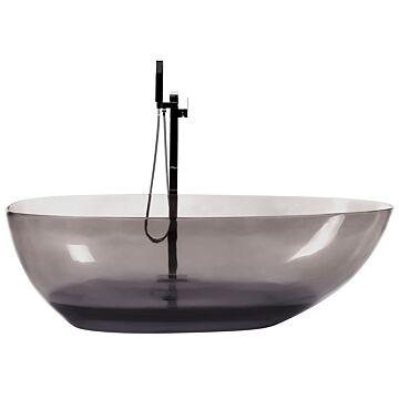 Freestanding Bath Transparent Black Solid Surface 169 X 78 Cm Oval Single Modern Design Beliani
