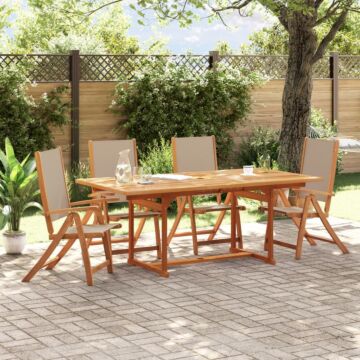 Vidaxl Folding Garden Chairs 4 Pcs Solid Wood Acacia And Textilene
