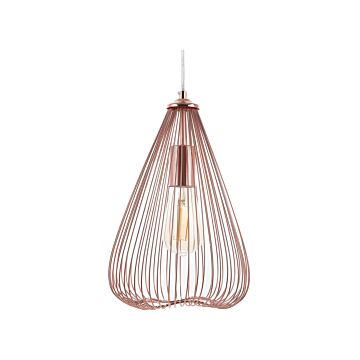 Hanging Light Pendant Lamp Copper Wire Geometric Cage Shade Metal Industrial Design Beliani