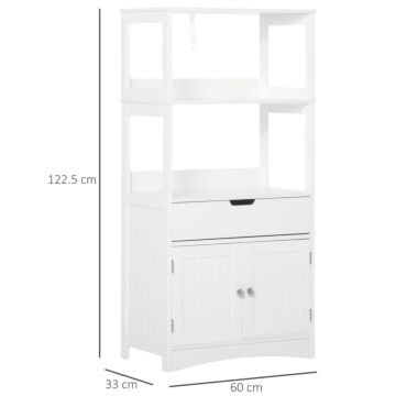 Kleankin Bathroom Floor Cabinet, Free Standing Kitchen Cupboard With Shelves, Drawer And Doors, Storage Organizer, White