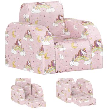 Aiyaplay Foldable Toddler Chair Soft Snuggle Sponge Filled For Bedroom Playroom, Aged 18 Months To 3 Years - Pink