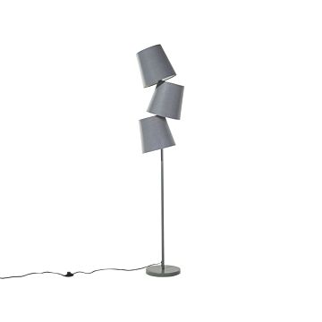 Floor Lamp Grey Metal 164 Cm Triple Polyester Classic Shade Modern Design Beliani