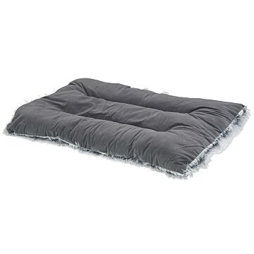 Pet Bed Grey Velvet Polyester 60 X 45 Cm Rectangular Soft Cushion For Dogs Animals Beliani