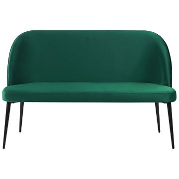 Kitchen Sofa Green Velvet Fabric Upholstery 2-seater Metal Frame Black Legs Bench Beliani