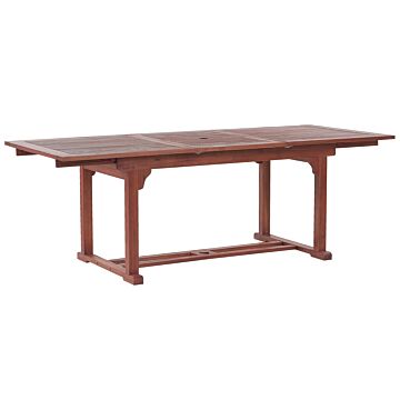 Outdoor Dining Table Dark Acacia Wood 160/220 X 90 Cm Extendable Top Beliani