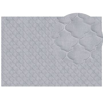 Faux Rabbit Fur Rug White Artificial Polyester Fur 160 X 230 Cm Soft Shaggy High Pile Trellis Pattern Rug Beliani