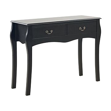 Console Table Black Manufactured Wood 2 Drawers Hallway Furniture 90 Cm Vintage Design Beliani