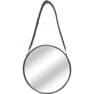 Silver Mirror With Rope Hanging Strap