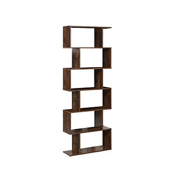 6 Tier Bookcase Dark Wood Engineered Wood Freestanding Open Shelves Industrial Modern Beliani