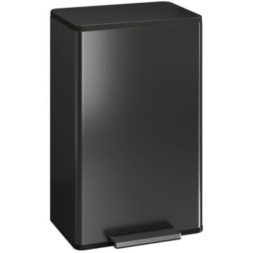 Homcom 45l Kitchen Bin, Pedal Bin With Soft-close And Stay-open Lid, Removable Inner Bucket, Odor Control For Kitchen, Office