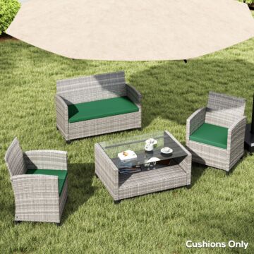 Outsunny Outdoor Seat Cushion Pads For Rattan Furniture, 3 Pcs Garden Furniture Cushions, Green