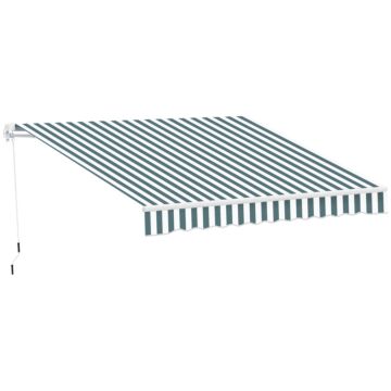 Outsunny 2.5m X 2m Garden Patio Manual Awning Canopy Sun Shade Shelter Retractable With Winding Handle Green White