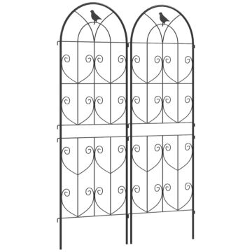 Outsunny Set Of 2 Garden Trellis, Metal Fence Panels For Climbing Outdoor Plants, Flowers, 150 X 50cm