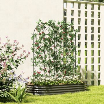 Outsunny Set Of 2 Garden Trellis, Metal Fence Panels For Climbing Outdoor Plants, Flowers, 150 X 50cm