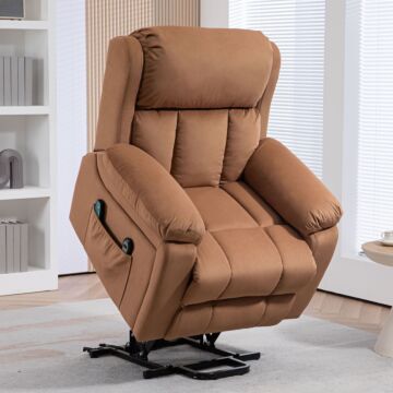 Homcom Power Lift Riser And Recliner Chair With Vibration Massage, Heat, Side Pocket, Brown