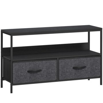 Homcom Tv Stand Cabinet With 2 Foldable Drawers - Black