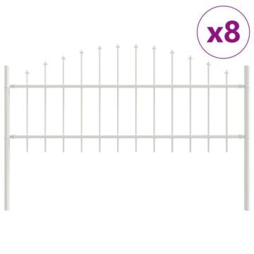 Vidaxl Garden Fence With Hoop Top - White, 13.6 X 0.75 M, Steel