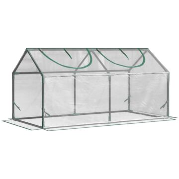 Outsunny Mini Greenhouse Portable Flower Planter Tomato Vegetable House For Garden Backyard With Zipper 120 X 60 X 60 Cm, Clear