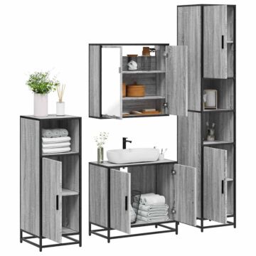 Vidaxl 4 Piece Bathroom Furniture Set Grey Sonoma Engineered Wood