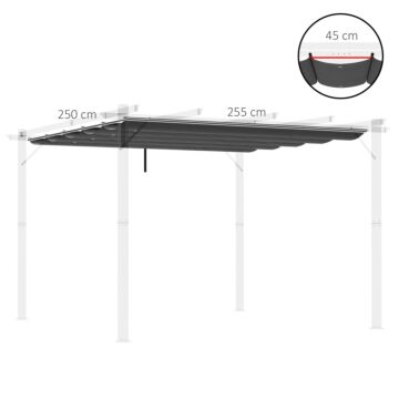 Outsunny Retractable Pergola Shade Cover, Replacement Canopy Fabric For 3 X 3 (m) Pergola, Gazebo Retractable Roof, Dark Grey