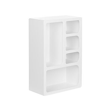 Wall Shelf Shelving Unit White Mdf Storage 5 Compartments Home Minimalistic Scandi Style Beliani