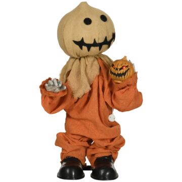 Homcom 80cm Halloween Scarecrow Decoration, Outdoor Activated Prop With Light Up Eyes, Sound Activated