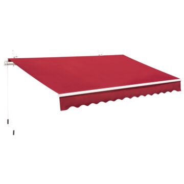 Outsunny 4x2.5m Garden Patio Retractable Manual Awning Window Door Sun Shade Canopy With Fittings And Crank Handle Wine Red