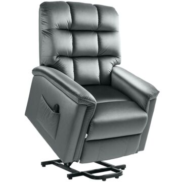 Homcom Velvet-feel Electric Lift Recliner Chair - Dark Grey